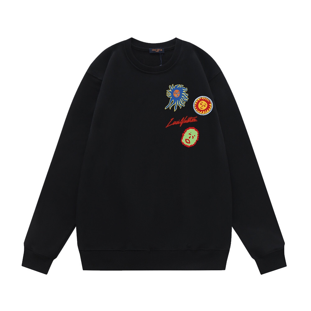 Louis Vuittonルイヴィトン 黒 ロゴパッチプルオーバー 1色入