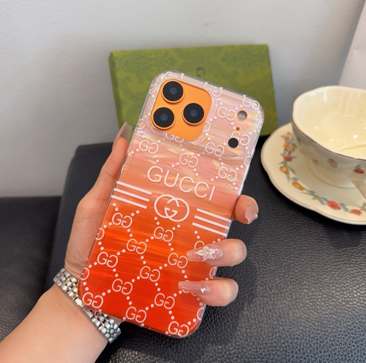 iPhoneケースGUCCI オレンジ フルグラフィック フィルムケース 1色入 🍊
