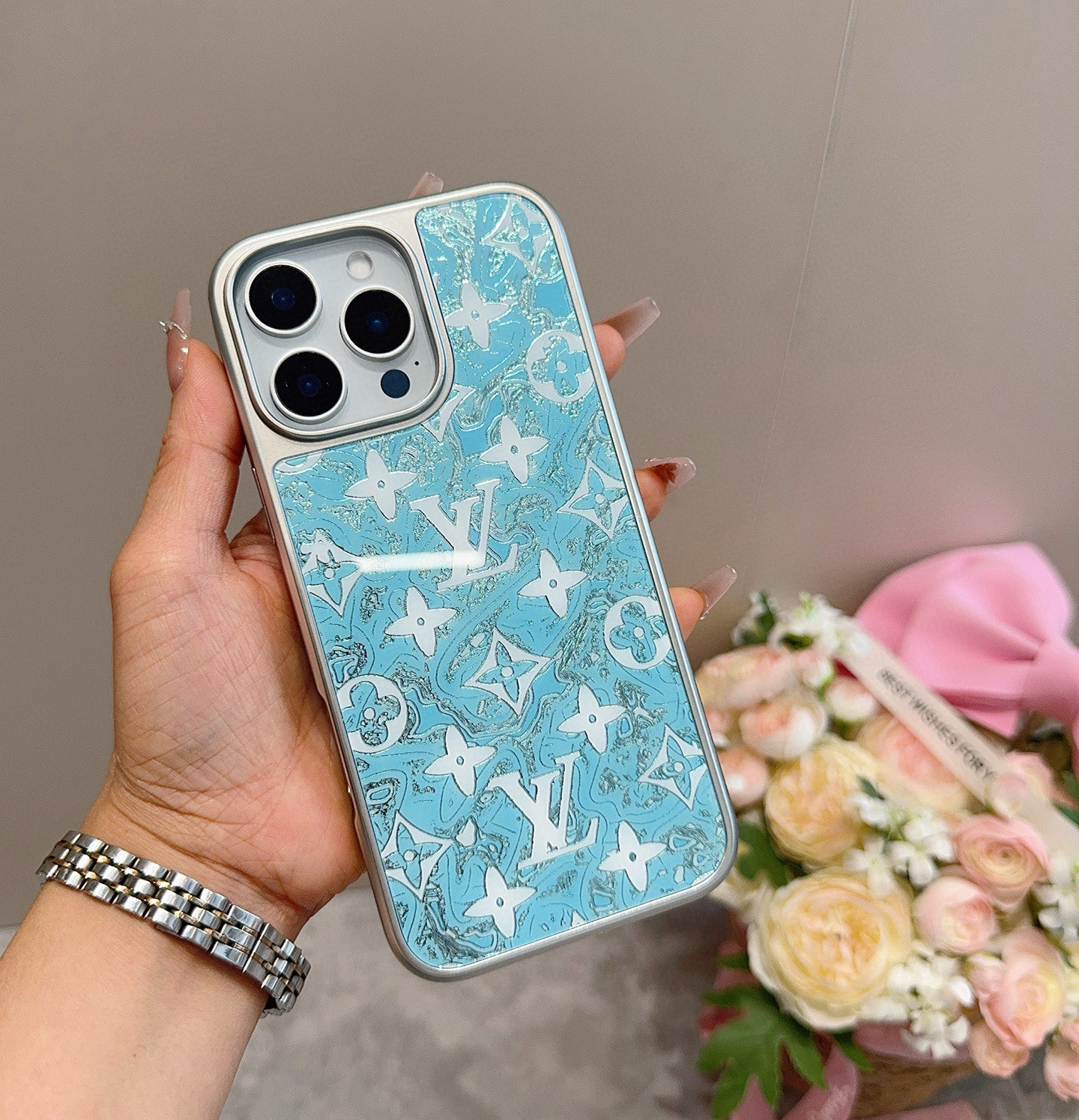 iPhoneケースルイヴィトン iPhoneケース ブルー 3色入 💎