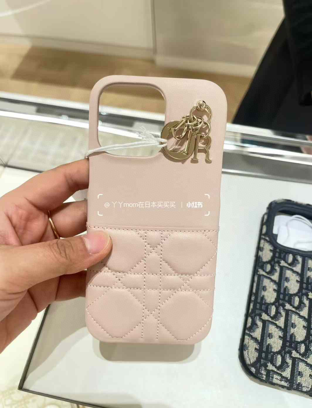 iPhoneケースDior ピンク ロゴスマホケース クラッチ風 カードポケット付き 💖