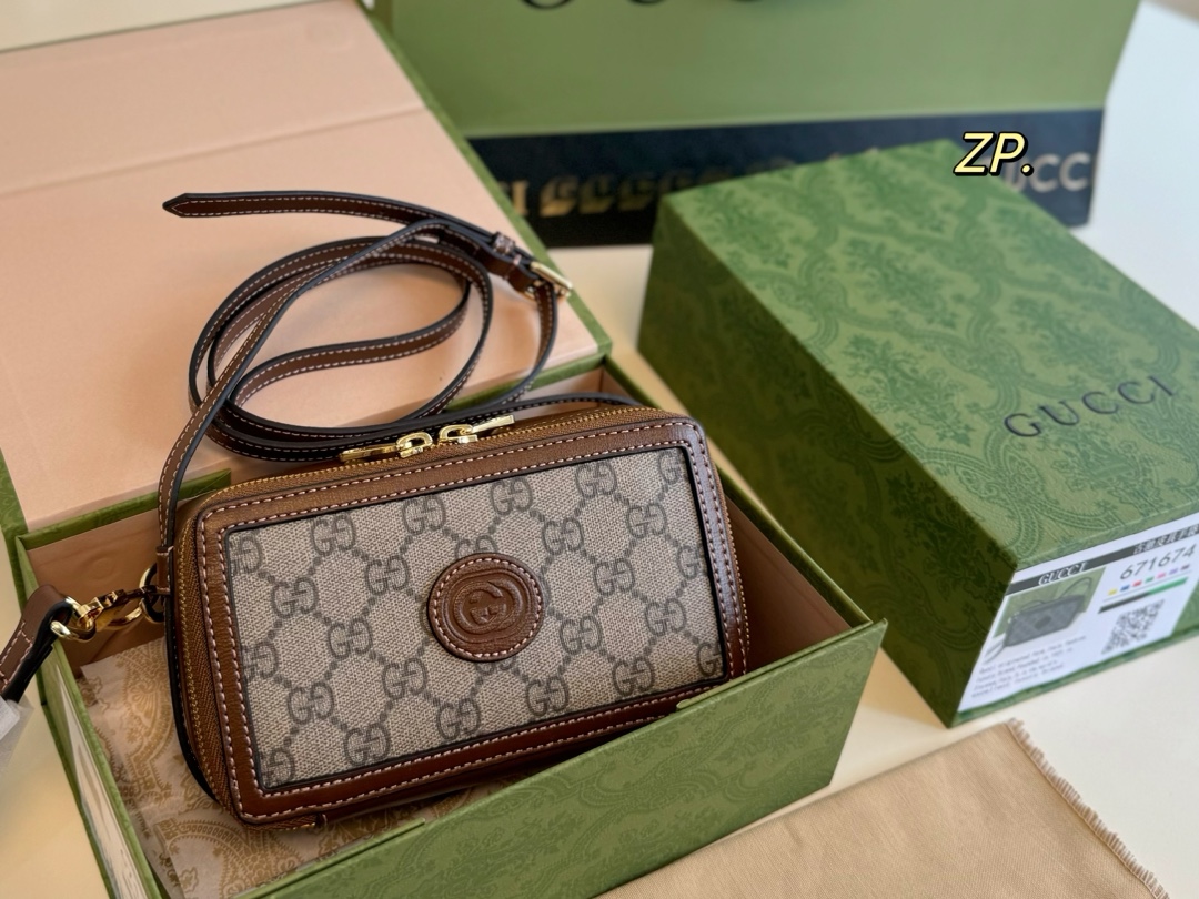GUCCI ミニボストンバッグ グリーン×ブラウン 2色入 🎩