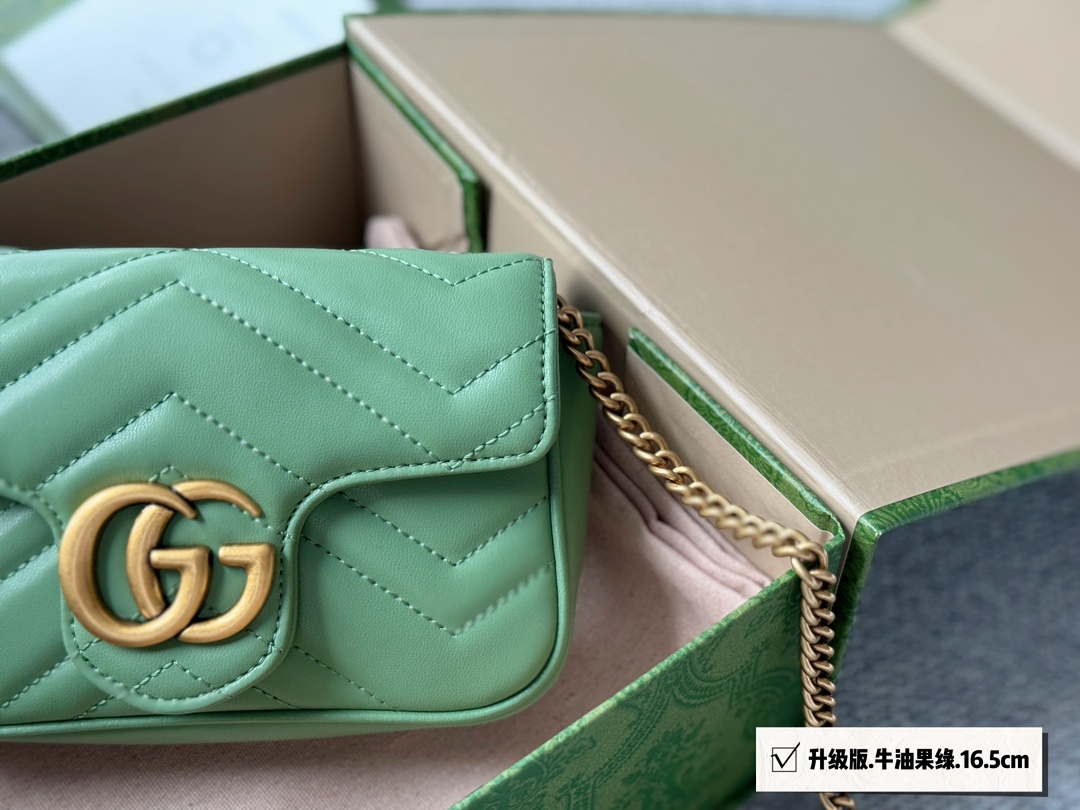 グッチ マイクロ GG マイセン ショルダーバッグ 牛油果緑 16.5cm 🍏 - 画像 2