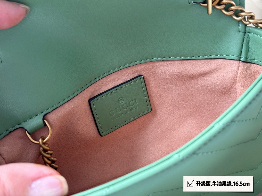 グッチ マイクロ GG マイセン ショルダーバッグ 牛油果緑 16.5cm 🍏 - 画像 5