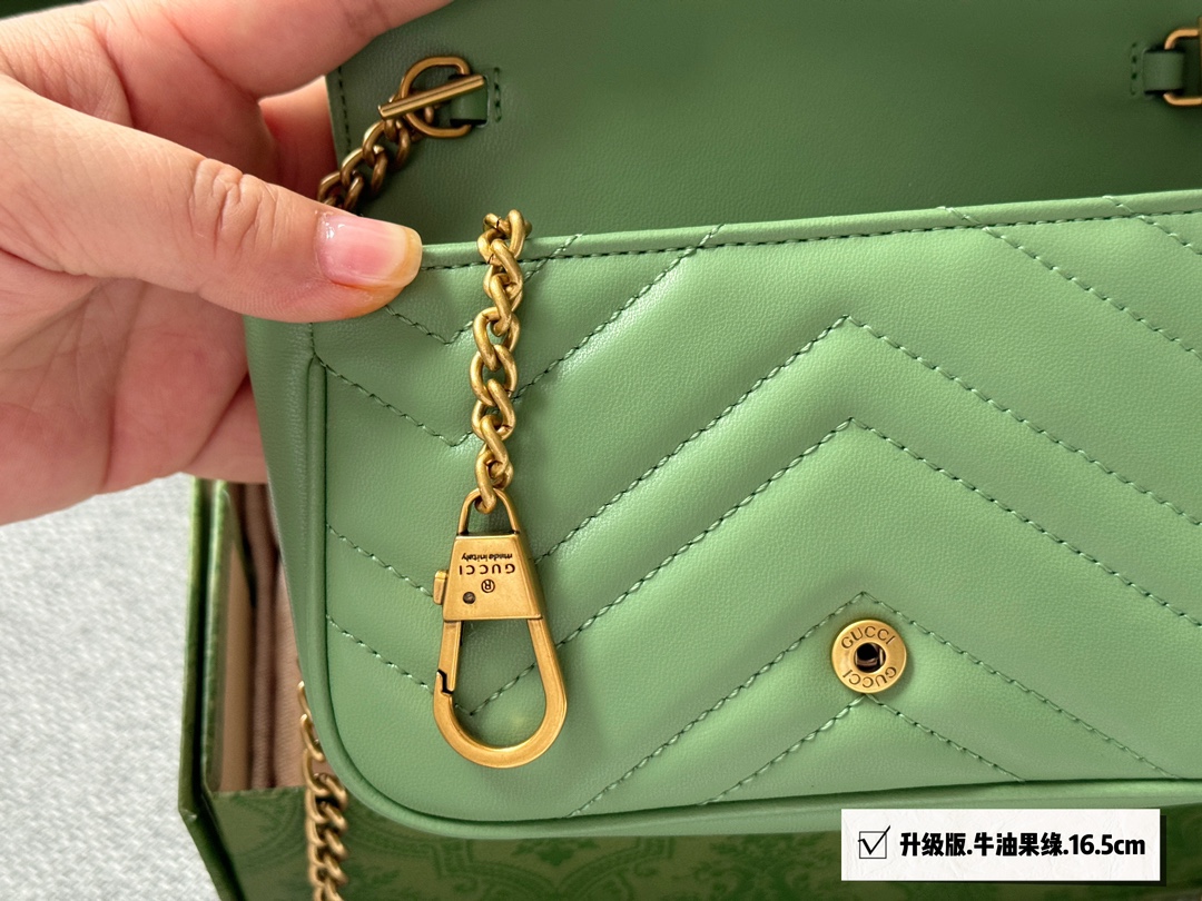 グッチ マイクロ GG マイセン ショルダーバッグ 牛油果緑 16.5cm 🍏 - 画像 6