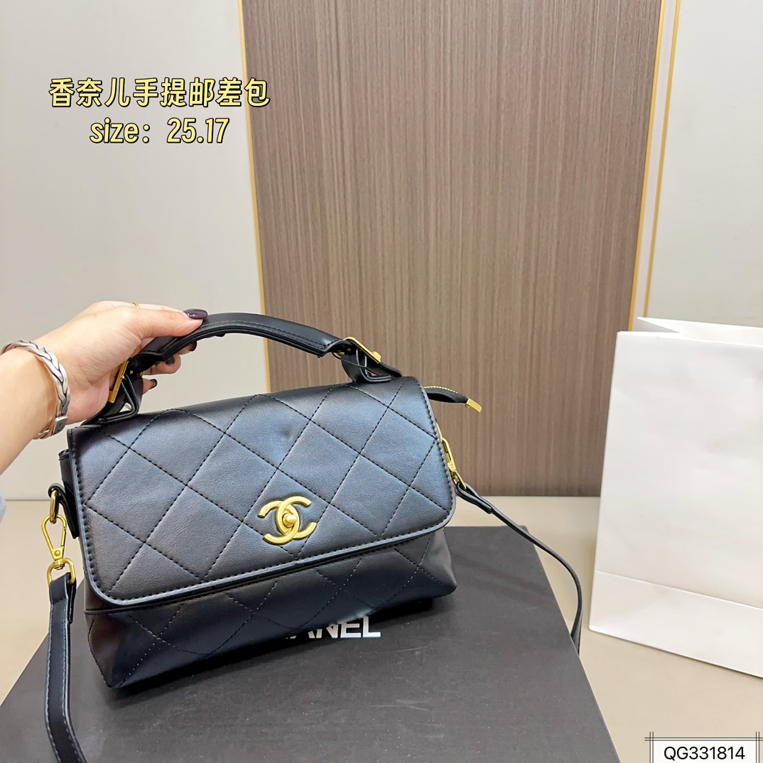 チャンネル レザー トートバッグ ブラック 25.17cm 💼