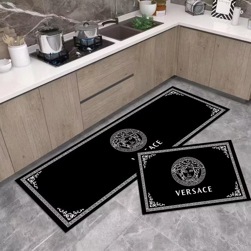 ヴェルサーチ　Versace　カーペット　人気マット絨毯　キッチンマット/トイレ/ベッドルーム/浴室/オフィス/新居　ブラック