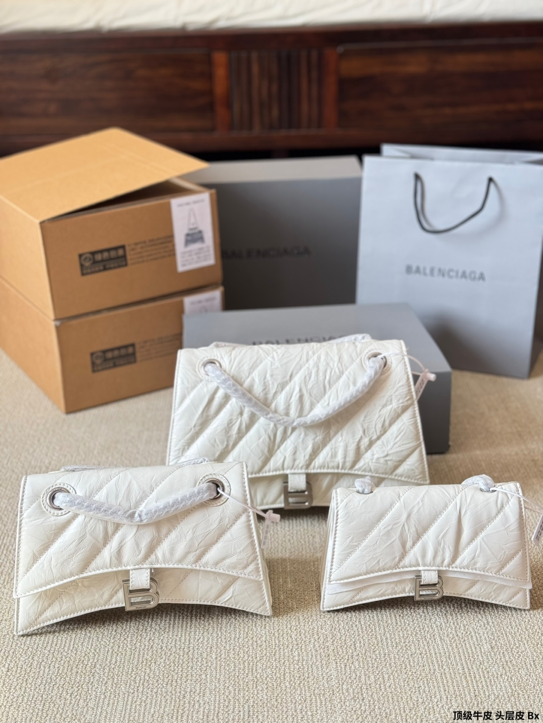 バレンシアガ バッグ 3色入 ホワイト 🧡 プリントレザー ファッションバッグ 3サイズ 30-50cm