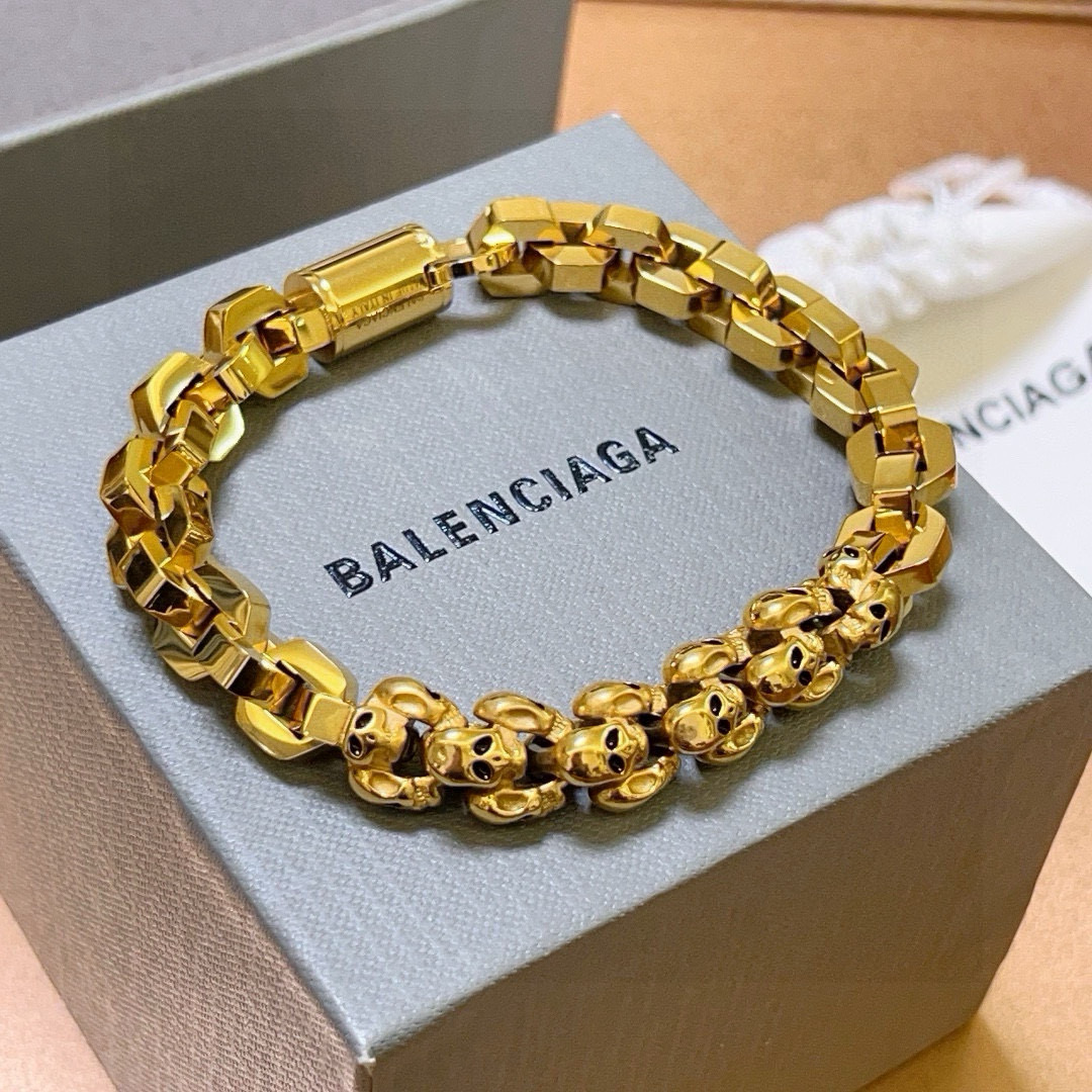 BALenciaga ブレスレット 金色 スカルデザイン シルバーチェーン メンズ ウォッチ 1個 🎁