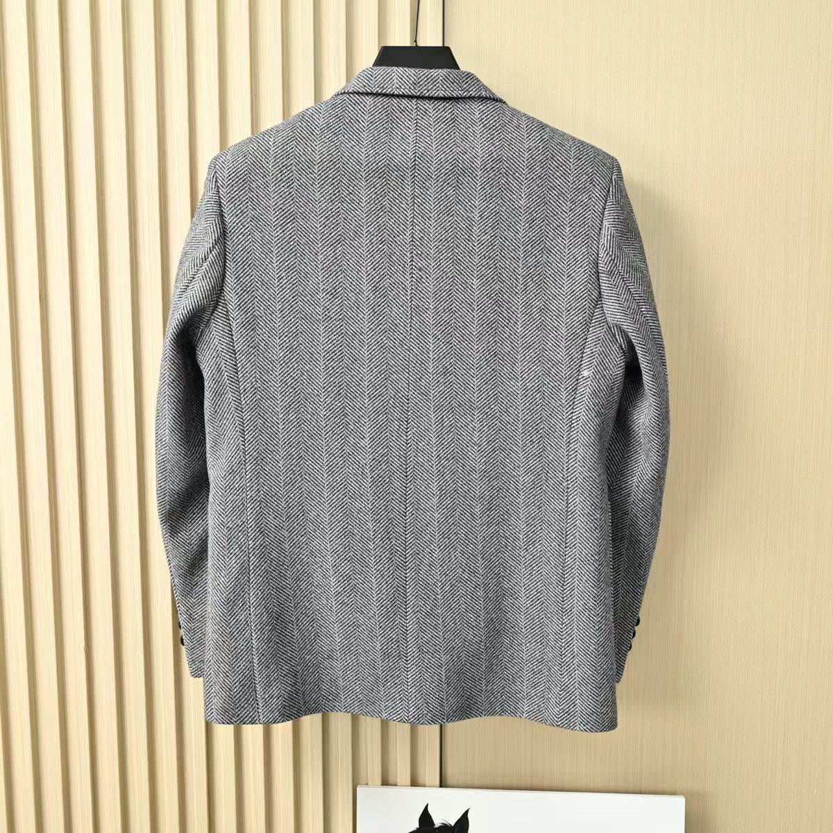 Gucci【02303】グッチ ベイonet 🧥 紳士ウールジャケット ハニカム柄 蝶結 ブラック 🧥✨ - 画像 4
