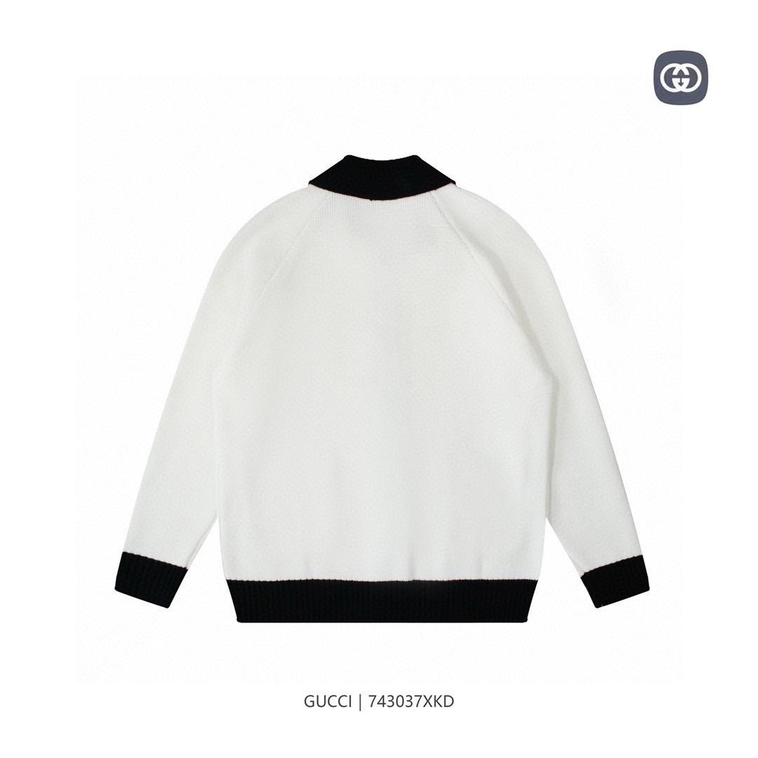 GUCCI ニットカーディガン ホワイト/ブラック 1色入 - 画像 2