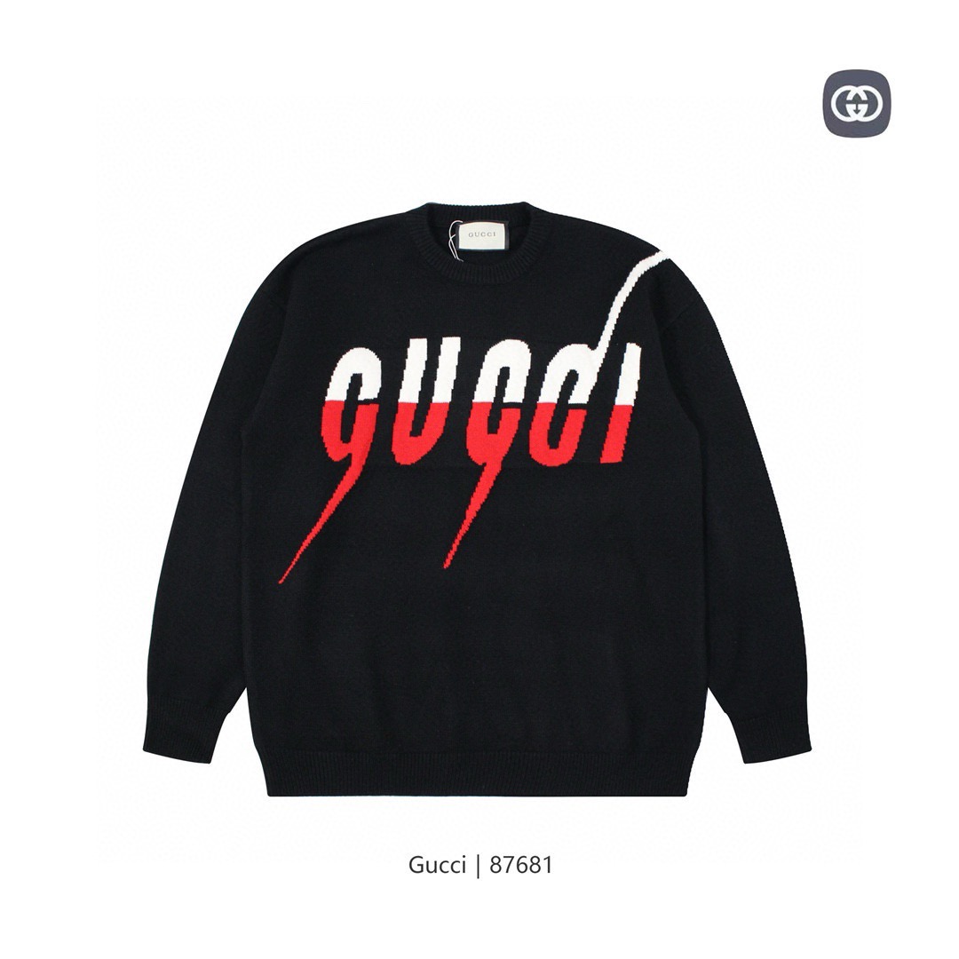 GucciGUCCI ニットセーター ブラック ロゴデザイン 1色