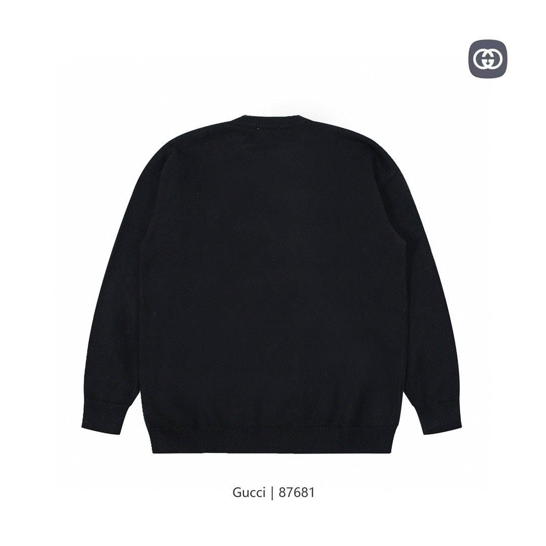 GucciGUCCI ニットセーター ブラック ロゴデザイン 1色 - 画像 2