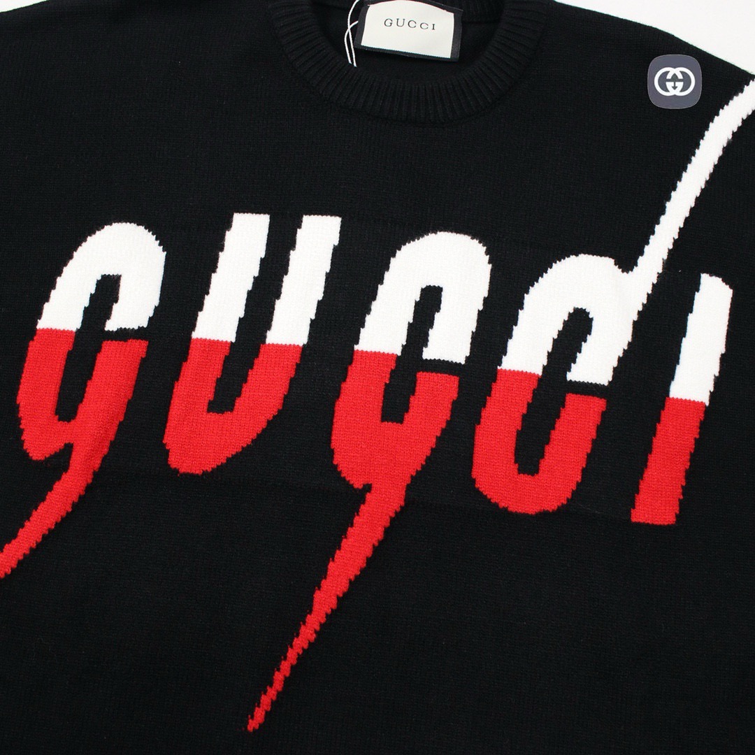 GucciGUCCI ニットセーター ブラック ロゴデザイン 1色 - 画像 4