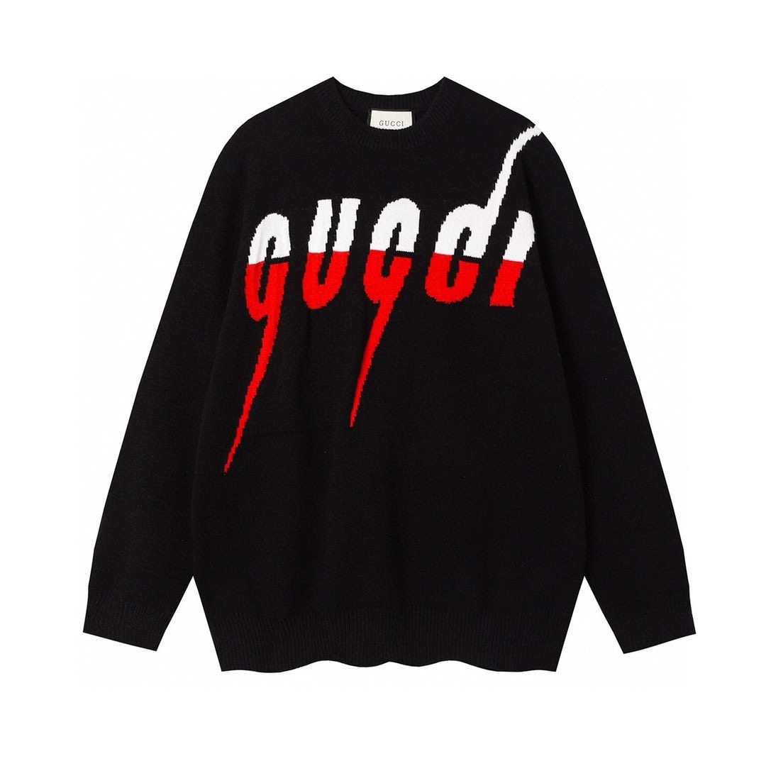 GUCCI ニット 4色入 オーバーサイズ ロゴデザイン 黒 - 画像 3
