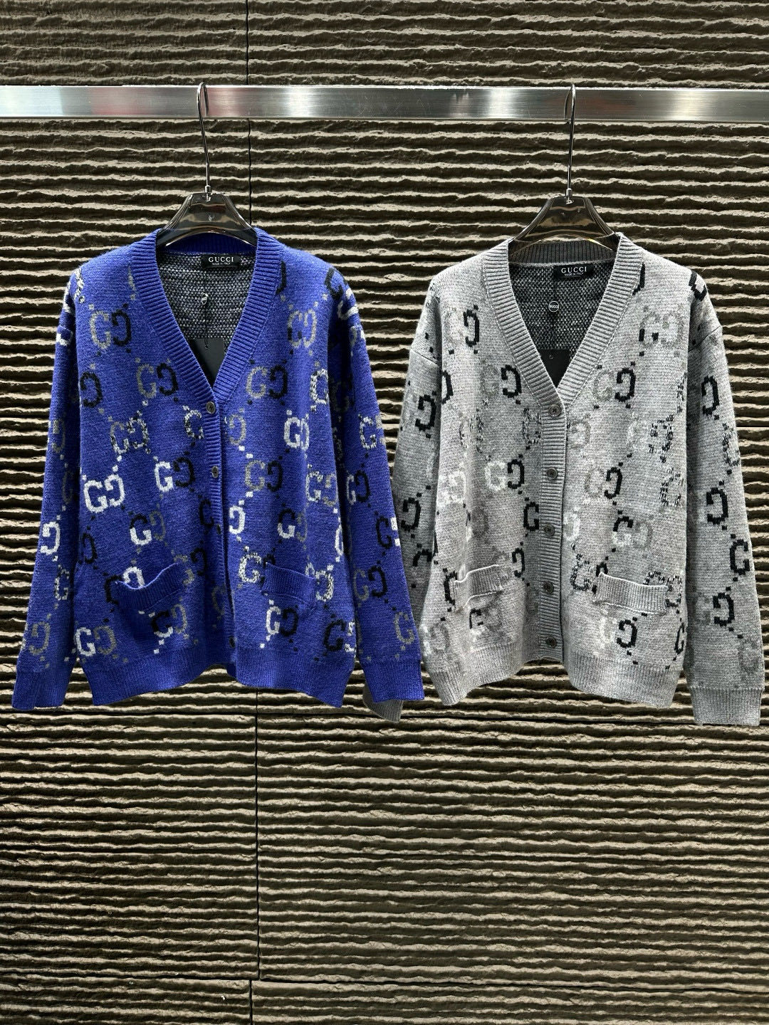 GUCCI ニットカーディガン ブルー・グレー 2色入