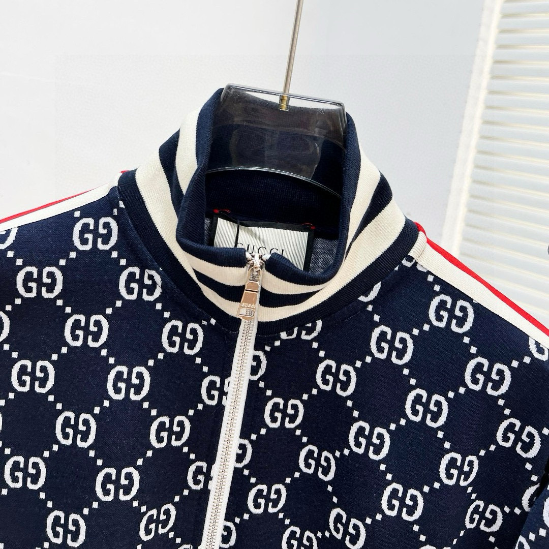 GUCCI メンズ トラックジャケット ブルーレッドライン 刺繍ロゴ 4色入 - 画像 4