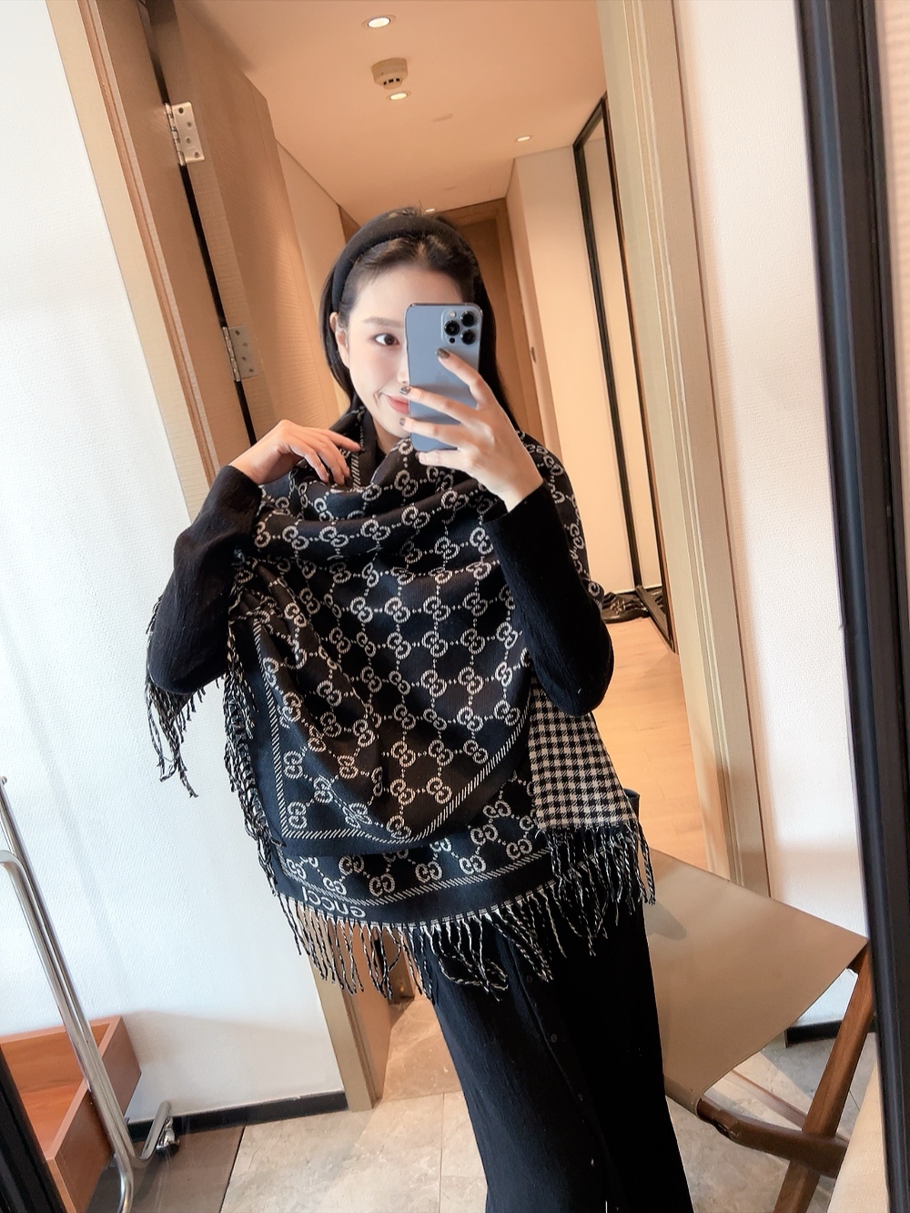GUCCI マフラー ブラック 2色入 - 画像 2