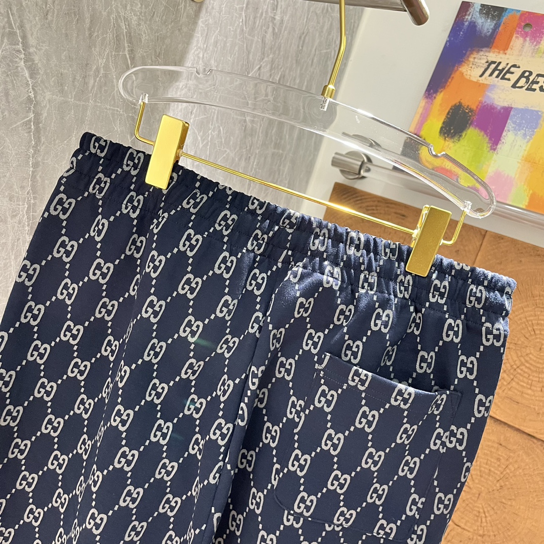 GUCCI パンツ 2色入 メンズ レギンス ダークネイビー レッド、グリーンストライプ - 画像 8