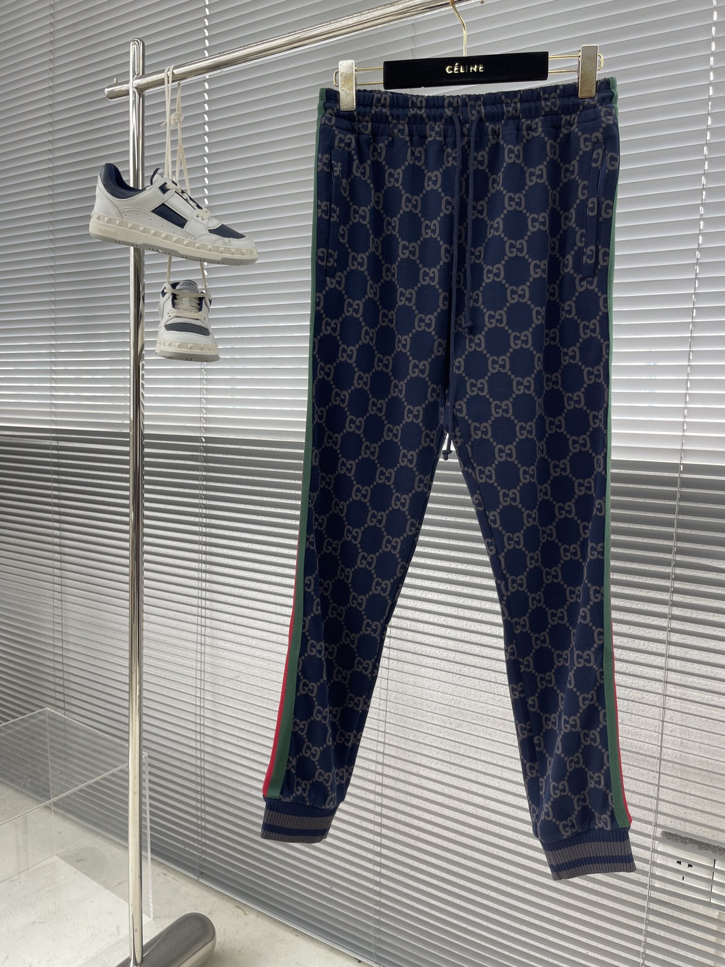 GUCCI パンツ ブルーレッドグリーンストライプ 1色入