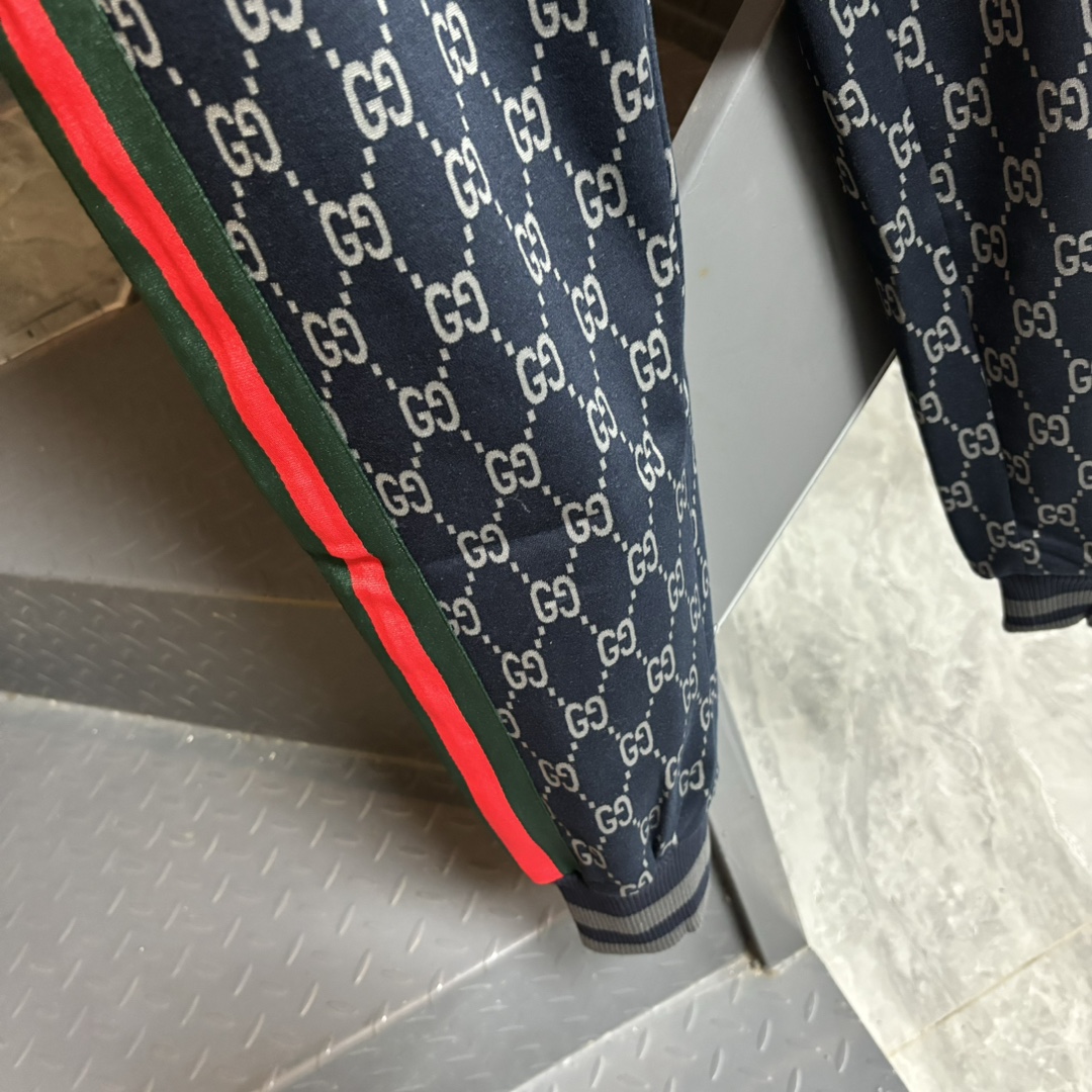 GUCCI パンツ ブルーグリーンレッド ロゴ柄 1色 - 画像 7