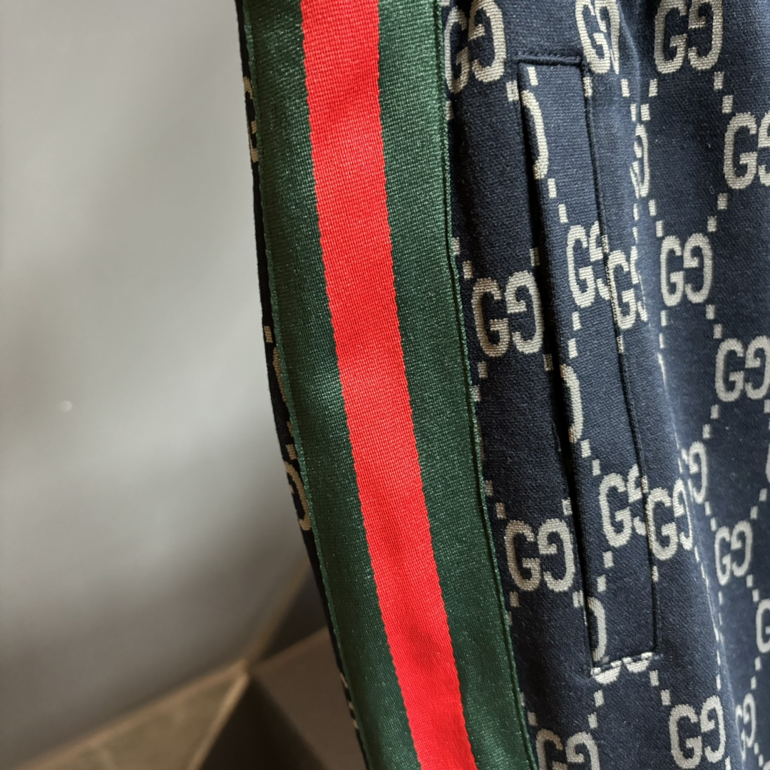 GUCCI パンツ ブルーグリーンレッド ロゴ柄 1色 - 画像 9