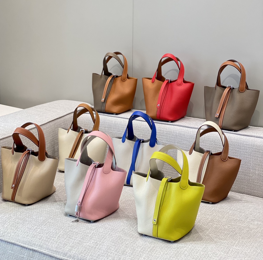愛馬仕 ピクション18 22cm ミニハンドバッグ 9色入 リング付き 8色の組み合わせ可能 🌈