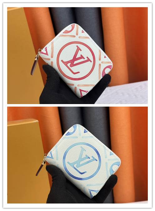 LOUIS VUITTON ルイヴィトン モノグラム ダミエ ミニ財布 二つ折り財布 レディース ブラック ホワイト レッド - 画像 5