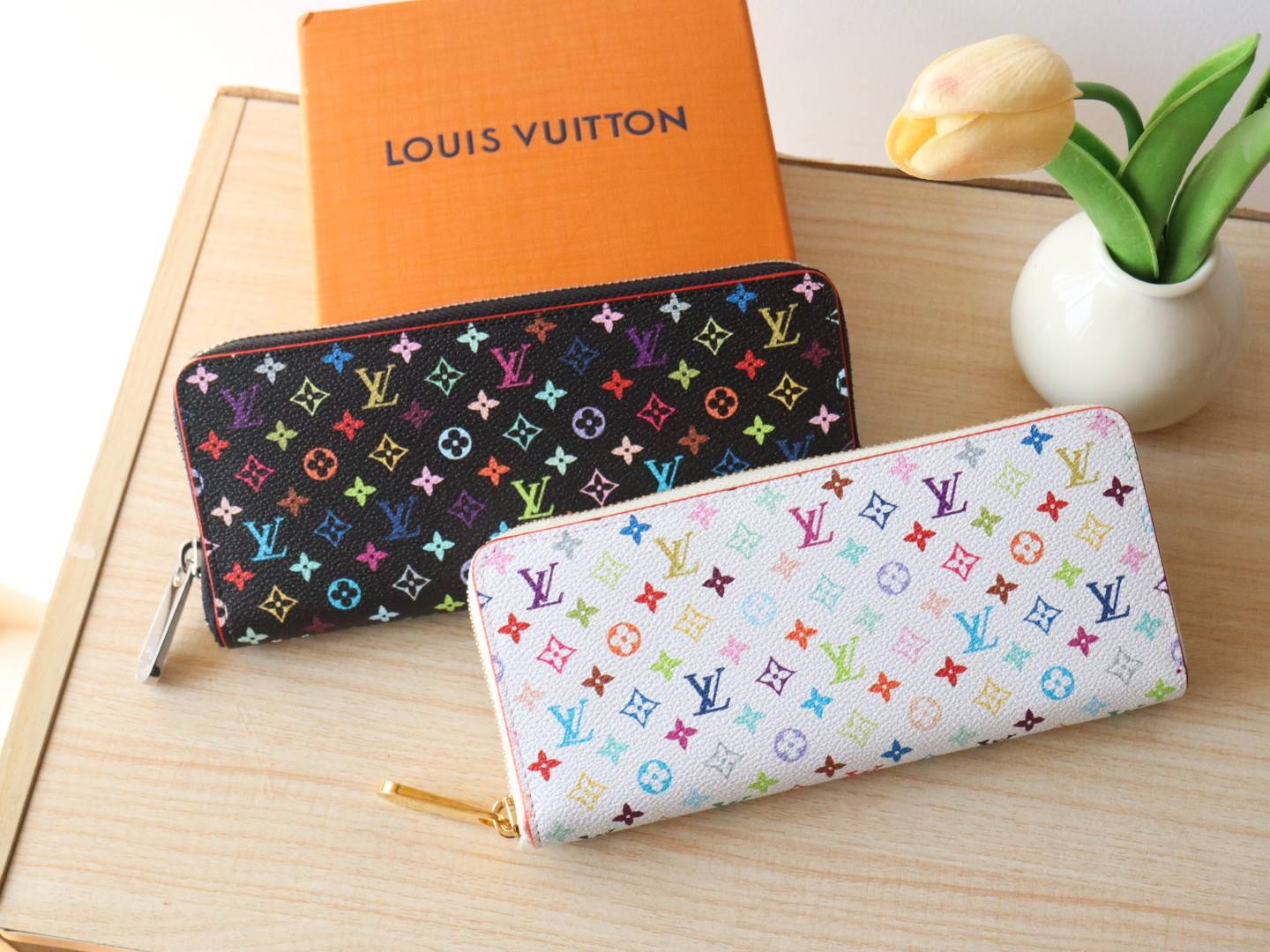 LOUIS VUITTON ルイヴィトン モノグラム ダミエ 二つ折り財布 長財布 コンパクトウォレット レディース ブラック ホワイト レッド ピンク ブルー - 画像 4