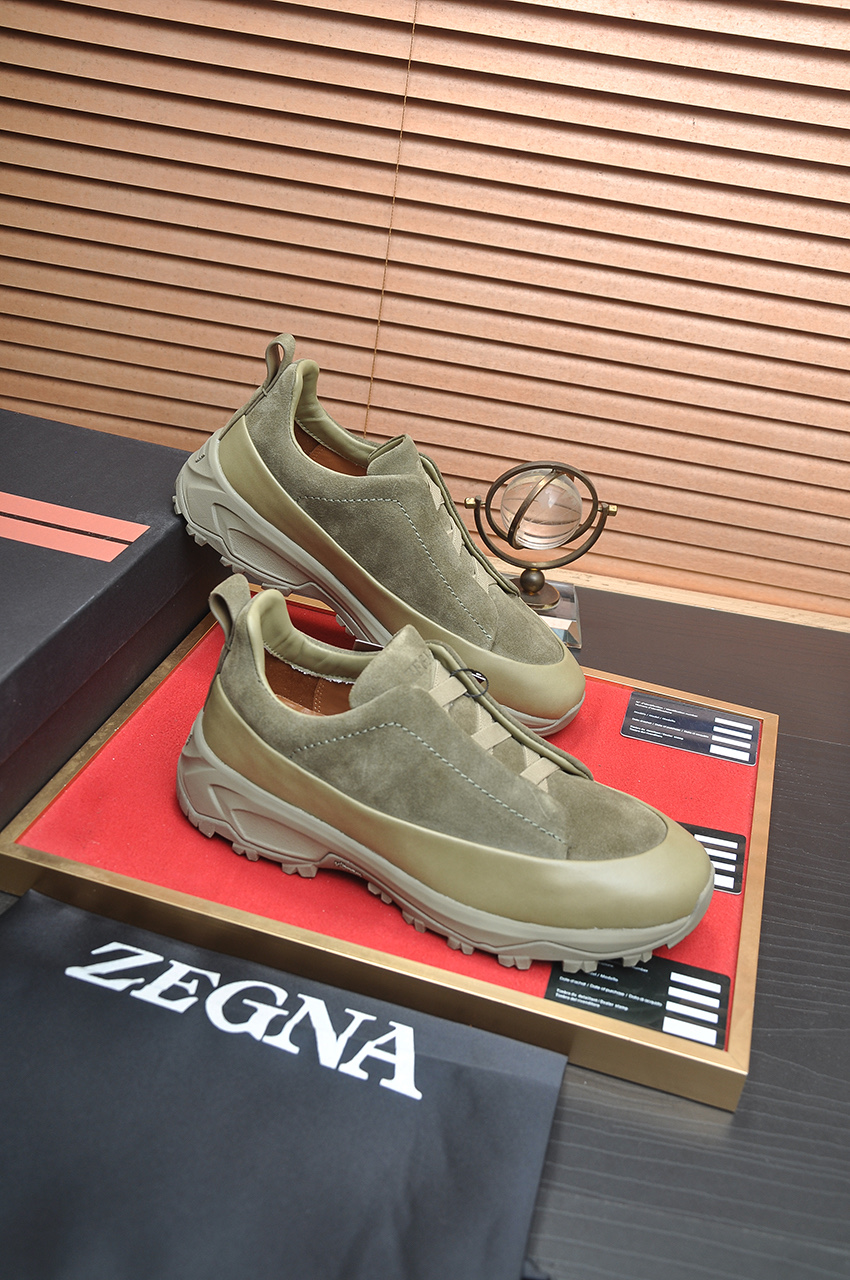 ZEGNA メンズ トレッキングシューズ ライトグリーン ローカット 防水 靴 1足 62字 - 画像 6