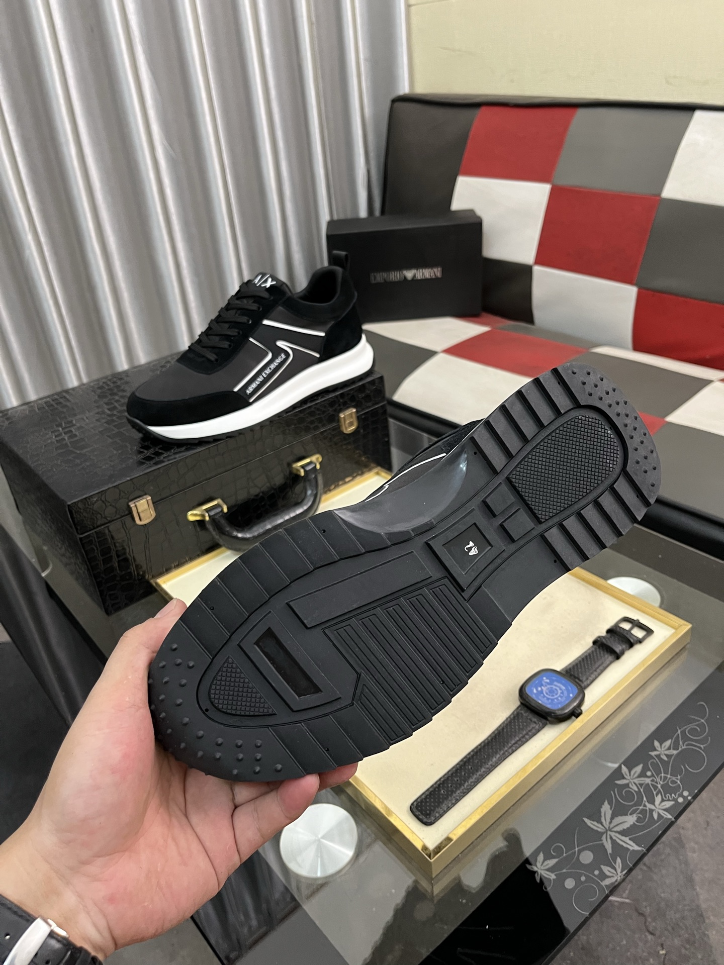 エアマニ エクスチェンジ メンズスニーカー ブラック 白 テック スニーカー 2色 41-46サイズ 🟨 - 画像 9