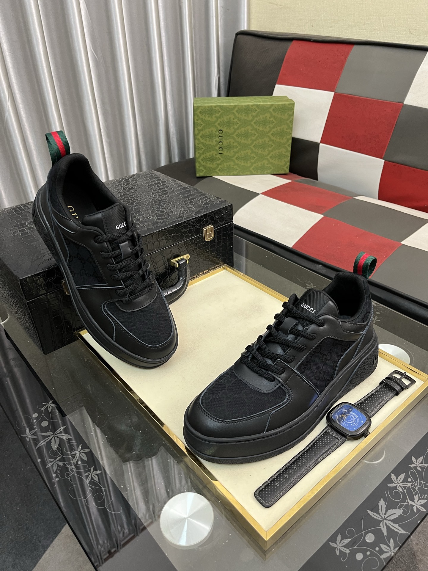 グッチ メンズ スニーカー 黒 1色入 グッチロゴ プラットフォームシューズ 39-44サイズ 🖤 - 画像 3