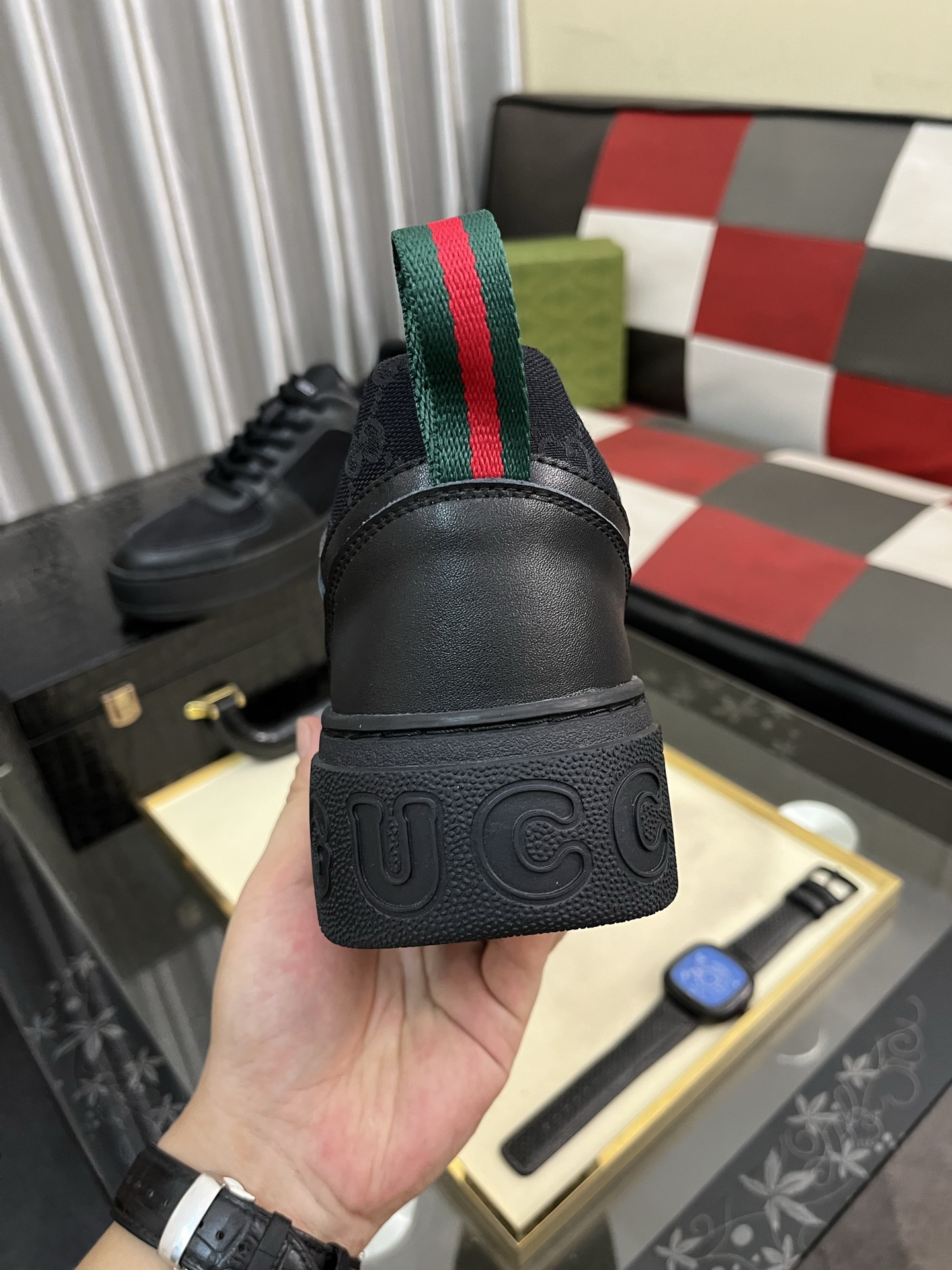 グッチ メンズ スニーカー 黒 1色入 グッチロゴ プラットフォームシューズ 39-44サイズ 🖤 - 画像 8