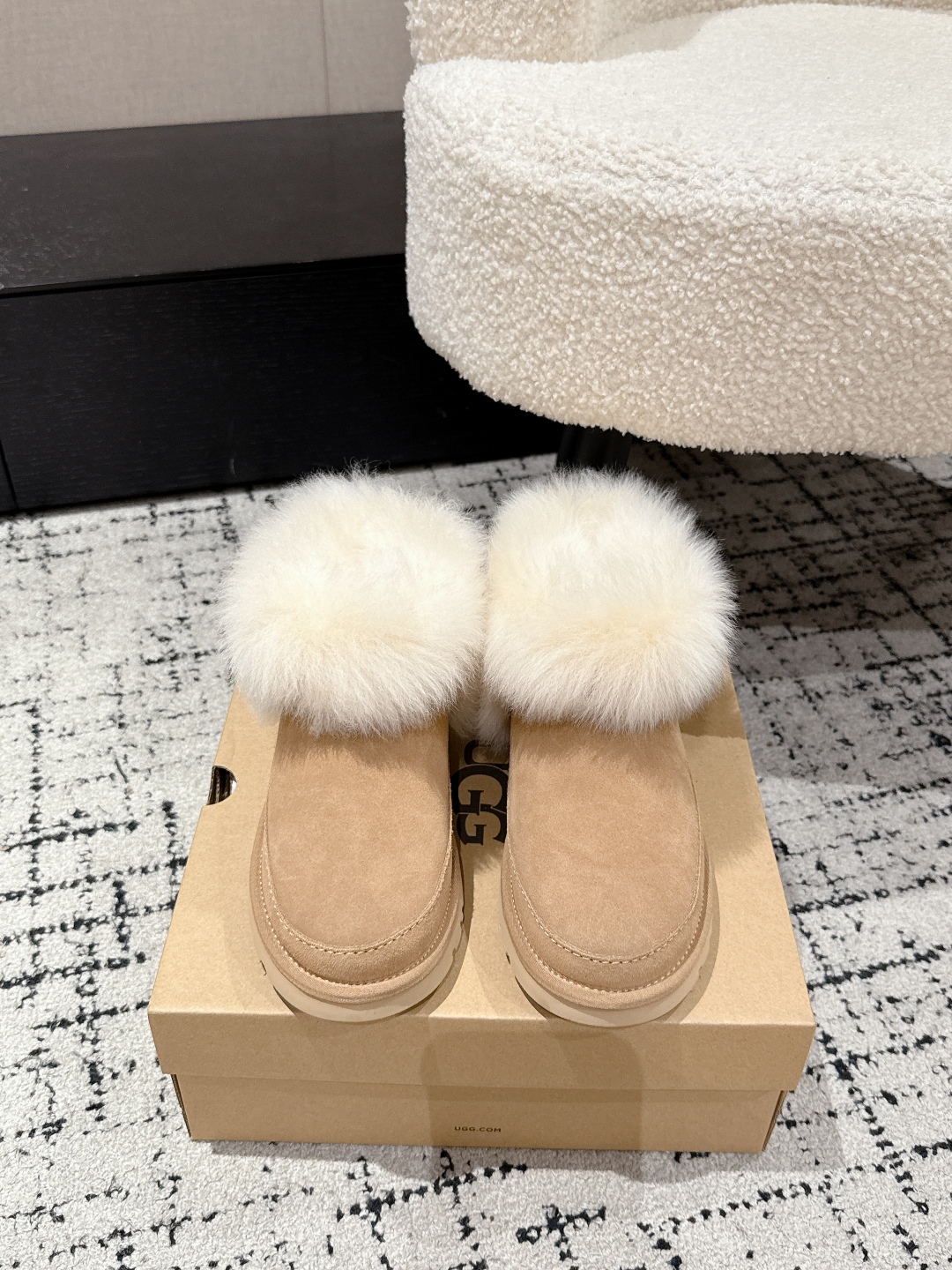 UGG レディース ブーツ ファー付き ベージュ 保温 防寒 2色 🧣