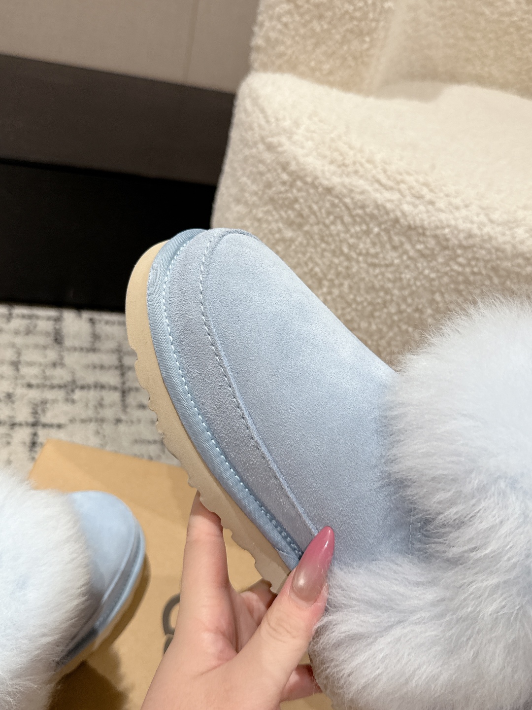 UGG 女性用 ファー付き ブーツ ベージュ フルフェイスタイプ 冬用 保温性抜群 1色 ☃️ - 画像 6