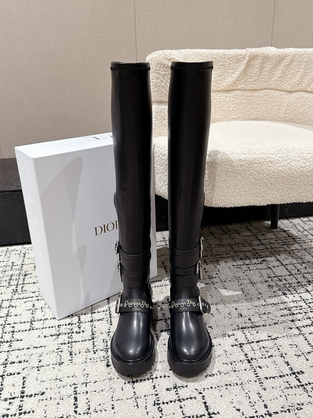 Dior ブーツ レディース 黒 レザーブーツ ラバーストラップ ファスナー付き 1足 36-41サイズ 🖤