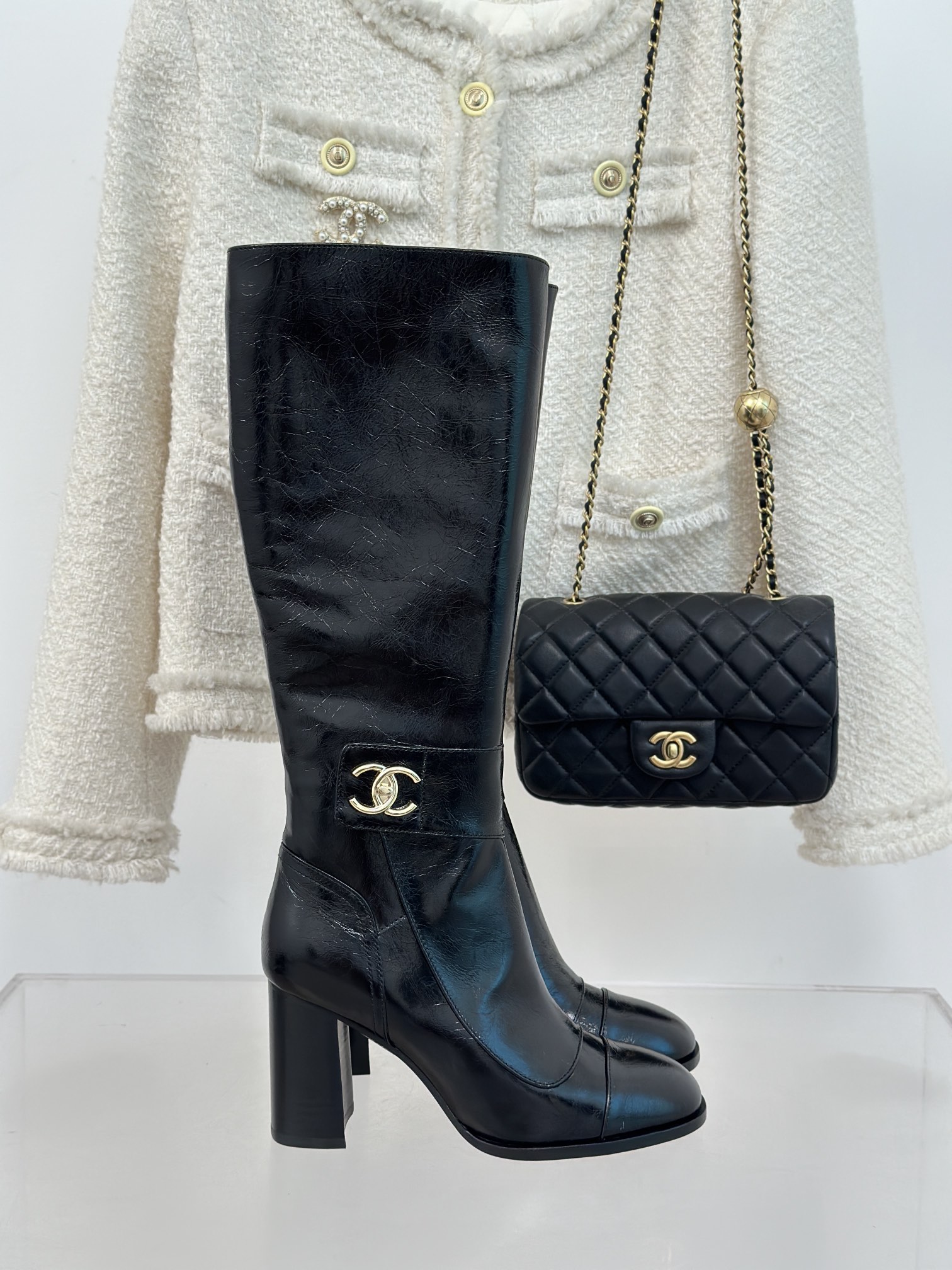 シャネル レディース ロングブーツ ブラック 1色  ファッションアイテム 🖤