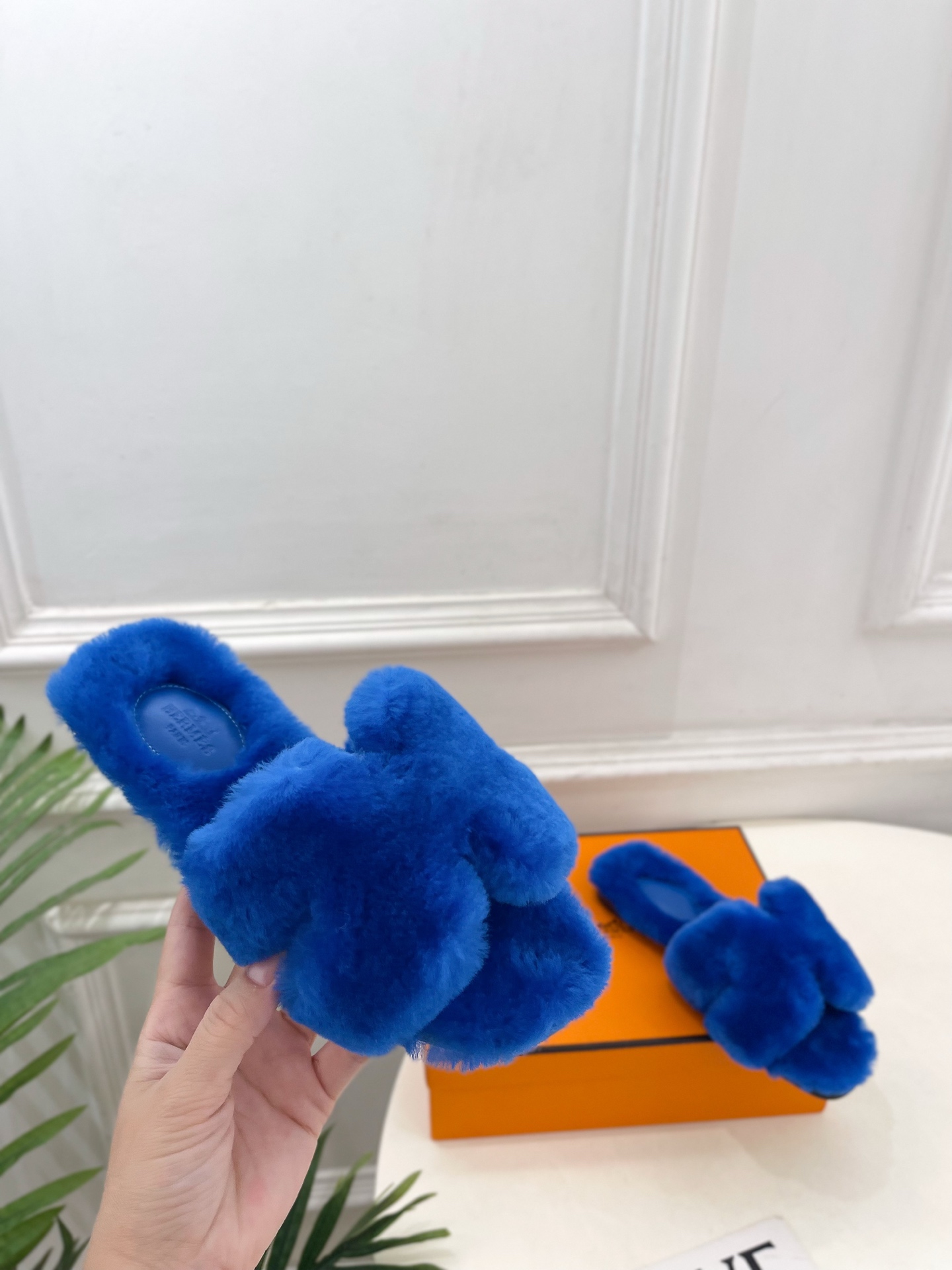 エルメス ファー フラットシューズ ブルー 37 1色入 💙 - 画像 5