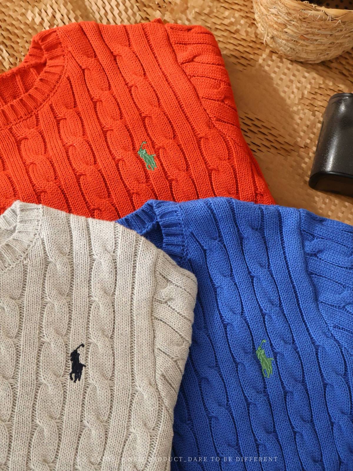 キッズ ロンT 綿 ボーダー 立体麻花 ブルー レッド ベージュ 通園 通学 - 画像 2