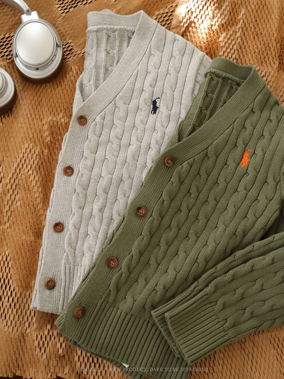 キッズ ボーイズ セーター ニット 長袖 綿 Vネック 麻花編み 刺繍 通園 通学 デイリー ホワイト ベージュ グリーン - 画像 2