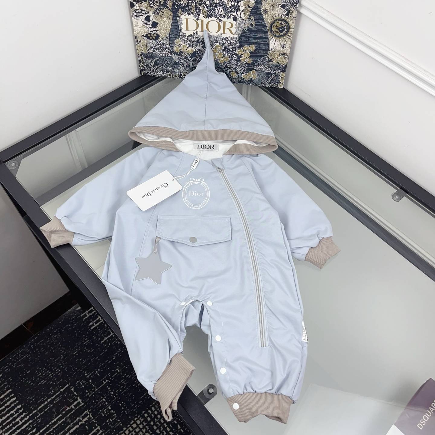 ベビー ロンパース 春夏 チュール フリル ドット ポケット付き 通園 お出かけ ブルー - 画像 2