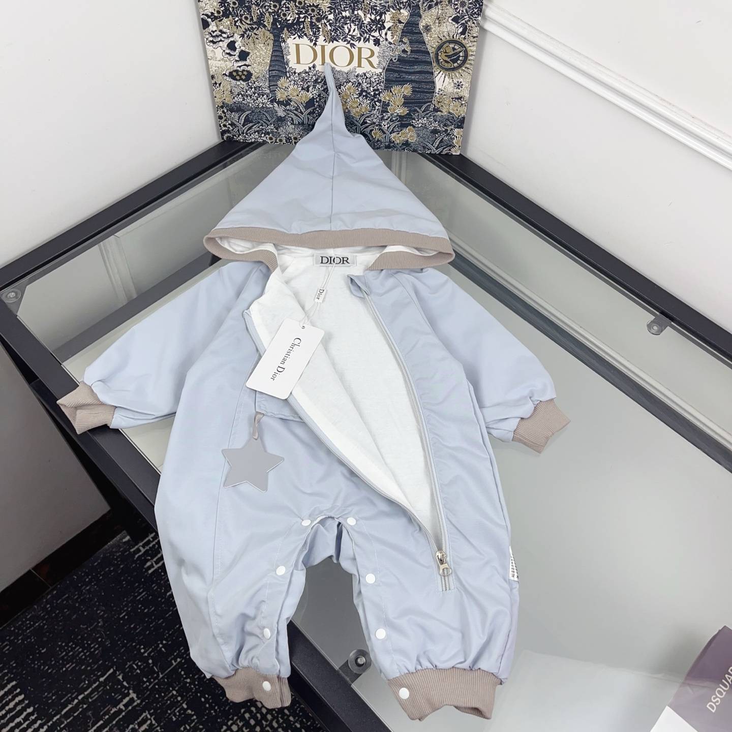ベビー ロンパース 春夏 チュール フリル ドット ポケット付き 通園 お出かけ ブルー - 画像 3
