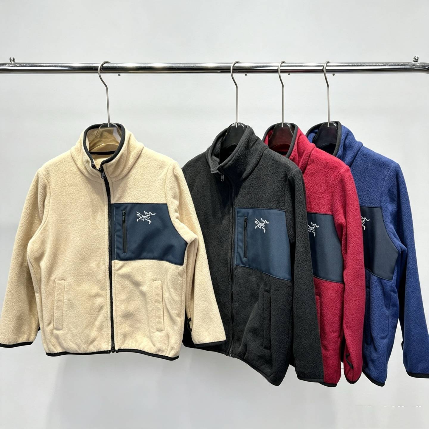 キッズ ロンパース ジャケット 裏起毛 フリース 保温 マルチカラー 通園 通学