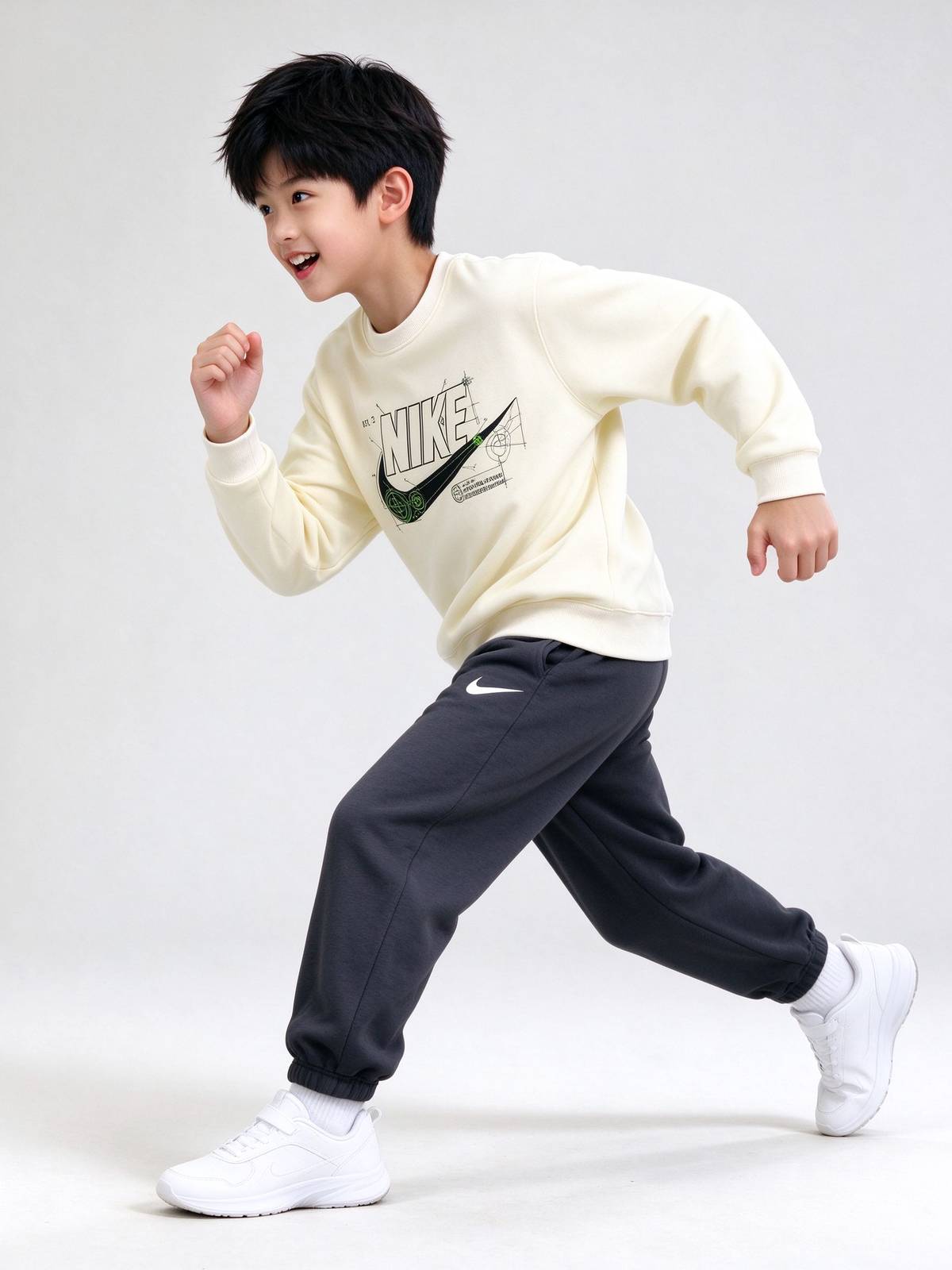 男の子 キッズ セットアップ ロンT パンツ 長袖 通園 通学 お出かけ デイリー ブラック ホワイト グレー - 画像 2