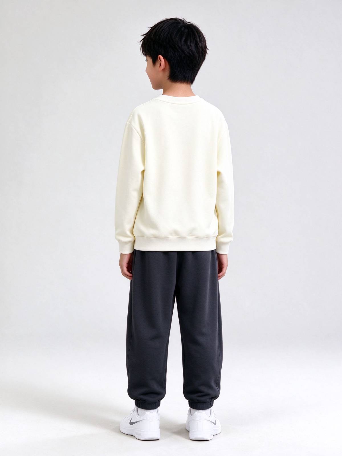 男の子 キッズ セットアップ ロンT パンツ 長袖 通園 通学 お出かけ デイリー ブラック ホワイト グレー - 画像 3