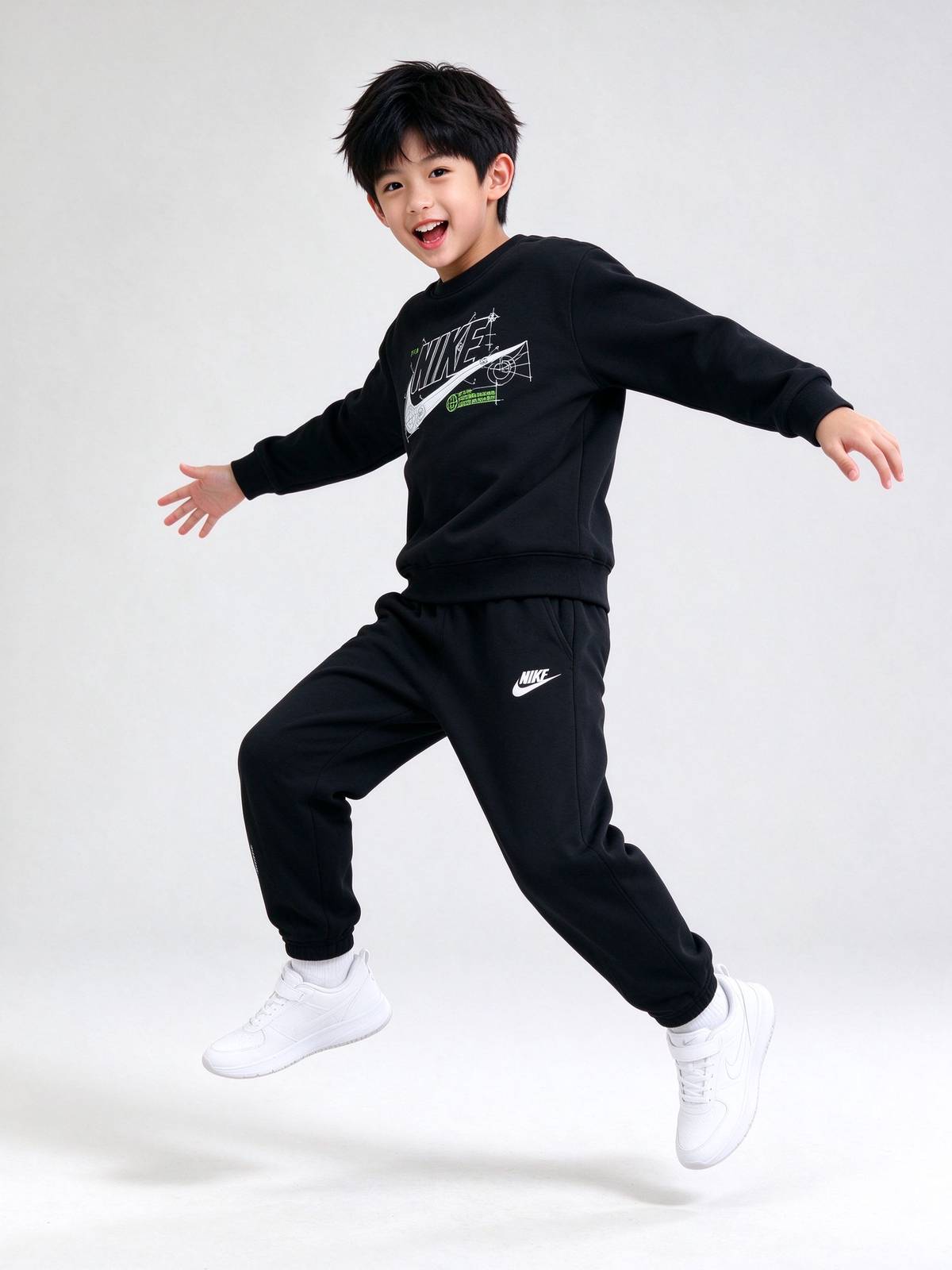 男の子 キッズ セットアップ ロンT パンツ 長袖 通園 通学 お出かけ デイリー ブラック ホワイト グレー - 画像 5
