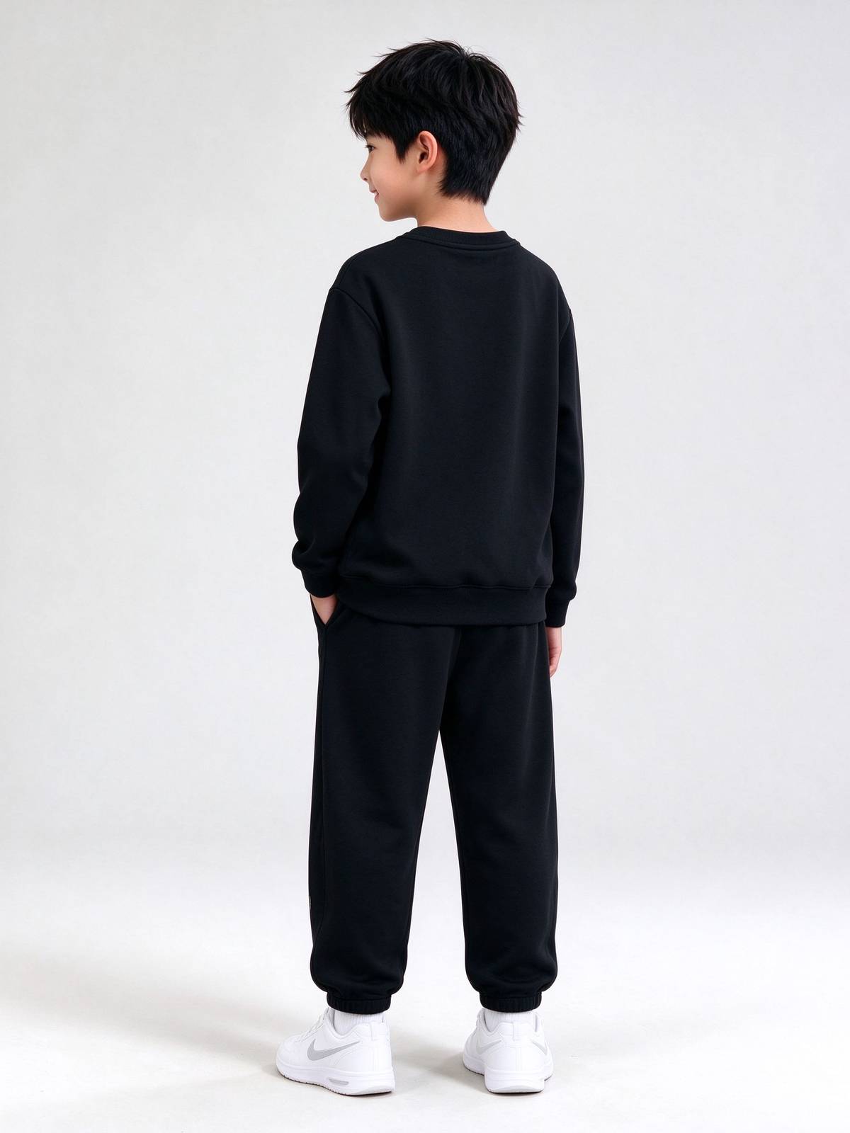 男の子 キッズ セットアップ ロンT パンツ 長袖 通園 通学 お出かけ デイリー ブラック ホワイト グレー - 画像 6
