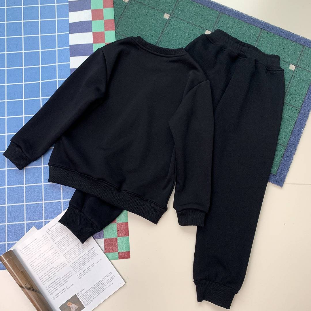 男の子 キッズ ロンT パンツ 長袖 冬 フリース 裏起毛 セットアップ ゆったり 動きやすい ブラック - 画像 7