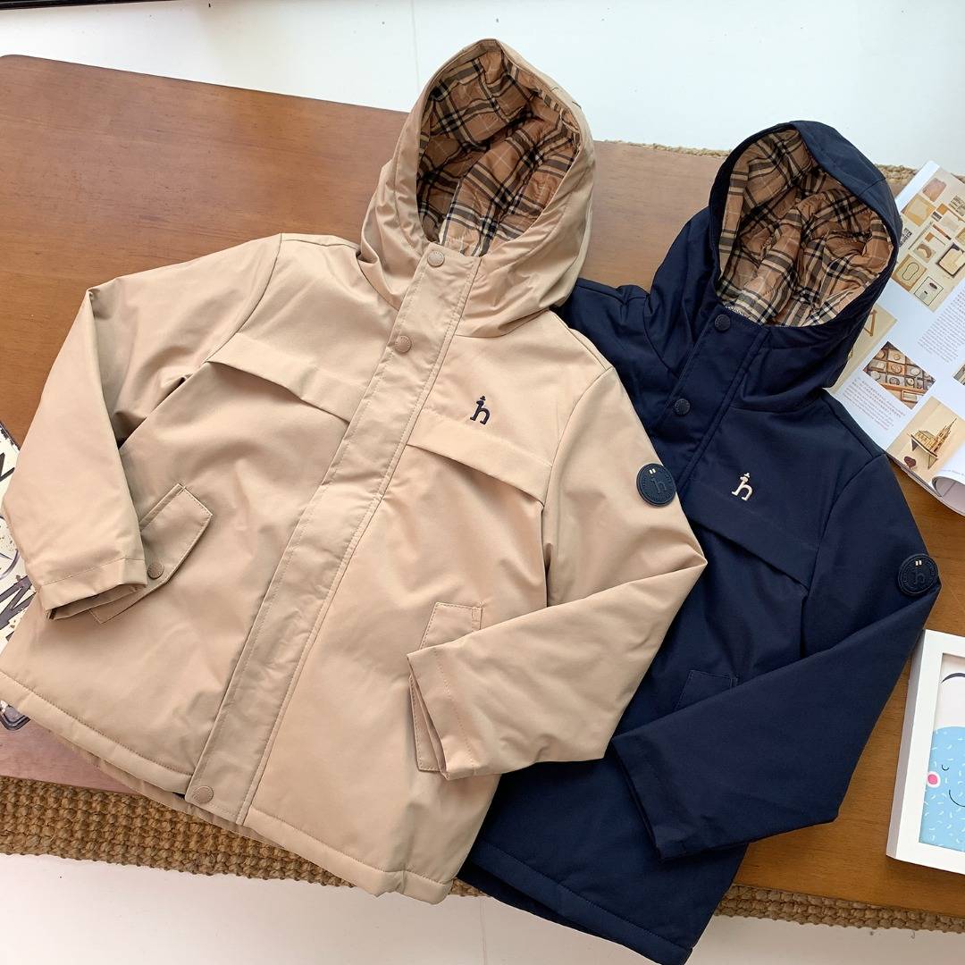 男の子 キッズ 秋冬 ロンパース ジャケット 裏起毛 長袖 フードなし 通園 通学 お出かけ デイリー ブルーカーキ - 画像 3