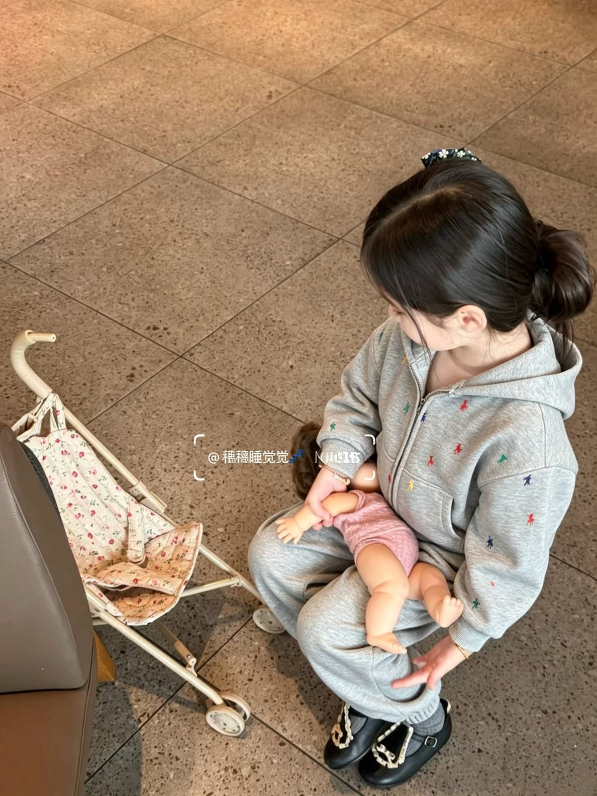 女の子 男の子 キッズ ロンパース 長袖 綿 ボーダー セットアップ 通園 通学 デイリー グレー ブルー - 画像 2