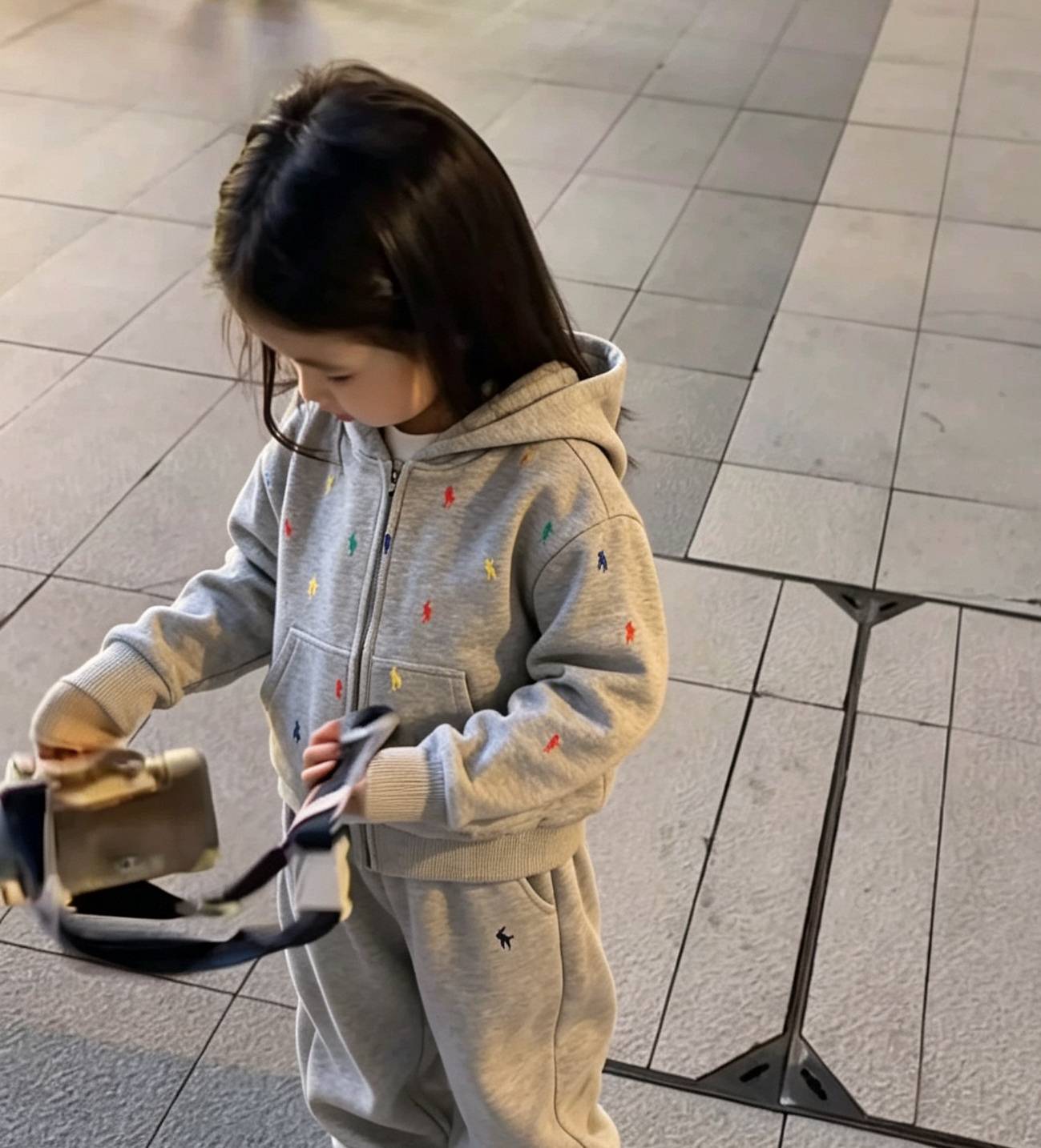 女の子 男の子 キッズ ロンパース 長袖 綿 ボーダー セットアップ 通園 通学 デイリー グレー ブルー - 画像 4